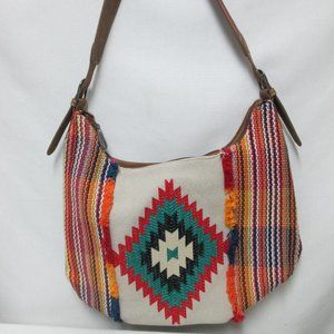 Montana West large Tapestry & Faux Leather carpet Aztec Blanket zip top back pkt